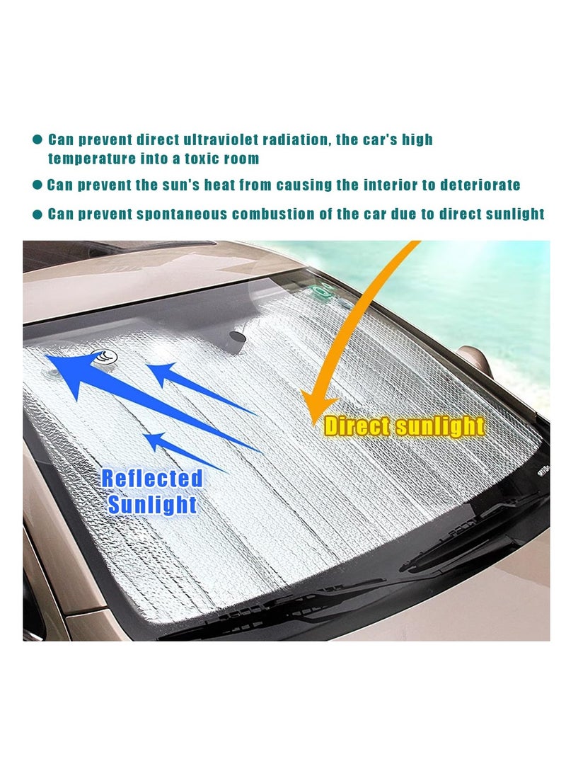 Excefore Car Windshield Sunshade, Foldable Auto Reflective Front Window Visor Protector, Double Thicken UV Rays and Heat Blocker with Sucker, Vehicle Interior Accessories for Most Cars (Black)  - Image 3