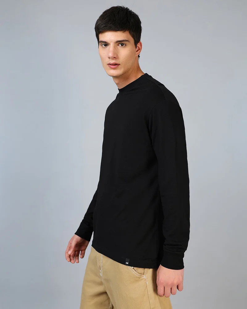 bewakoof Men's Black Oversized T-shirt
