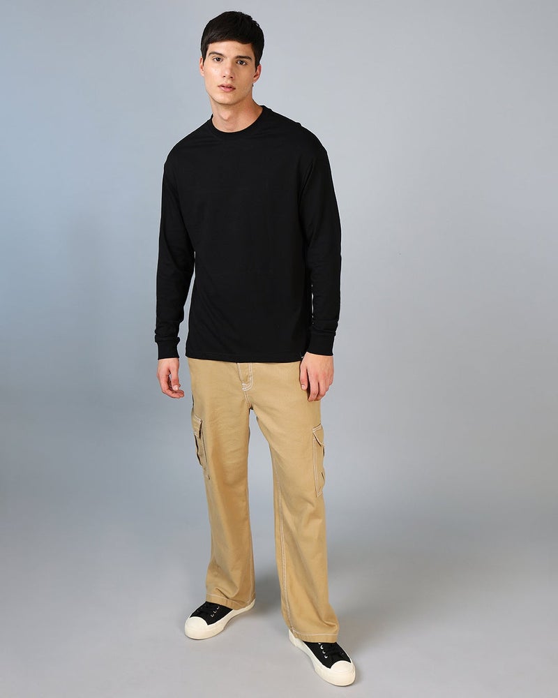 bewakoof Men's Black Oversized T-shirt - Image 5