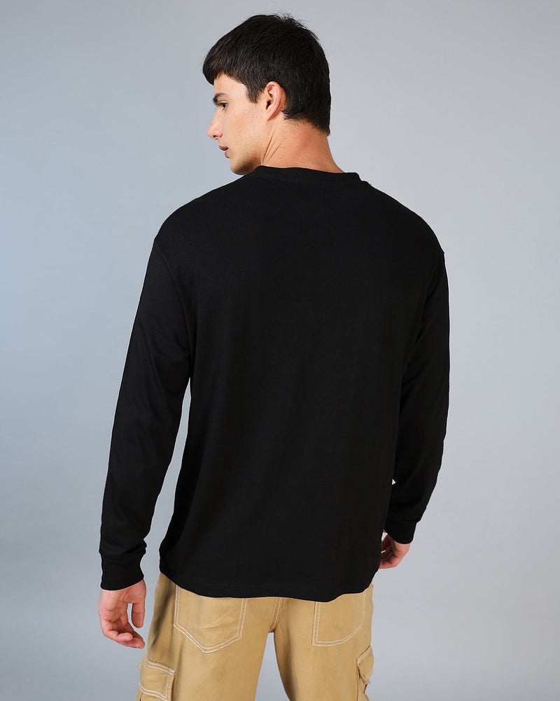 bewakoof Men's Black Oversized T-shirt - Image 4