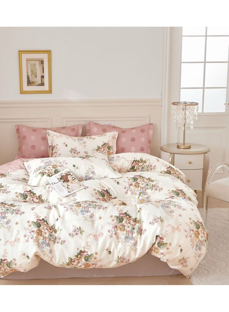 AL RAID 6-Piece King Size Bed Sheet Set - Duvet Cover with Elastic Fitted Sheet and 4 Pillow Covers - Super Soft Cotton King Size Bedding Set for Cozy & Elegant Bedrooms