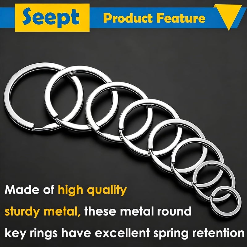 Seept 60 Pcs Metal Key Chain Rings 20 mm, 25 mm, 30 mm, 35 mm, 38 mm Key Rings Flat Split Rings Key Rings for Car Keys,Home Keys,Keys Pendants Keychain Accessories - Image 4