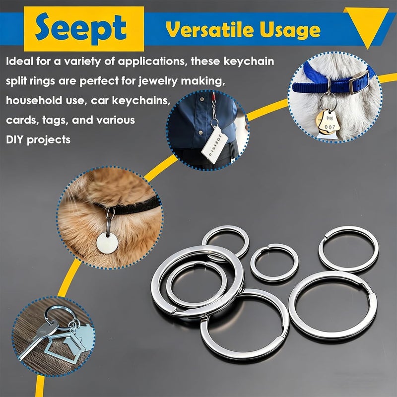 Seept 60 Pcs Metal Key Chain Rings 20 mm, 25 mm, 30 mm, 35 mm, 38 mm Key Rings Flat Split Rings Key Rings for Car Keys,Home Keys,Keys Pendants Keychain Accessories - Image 5