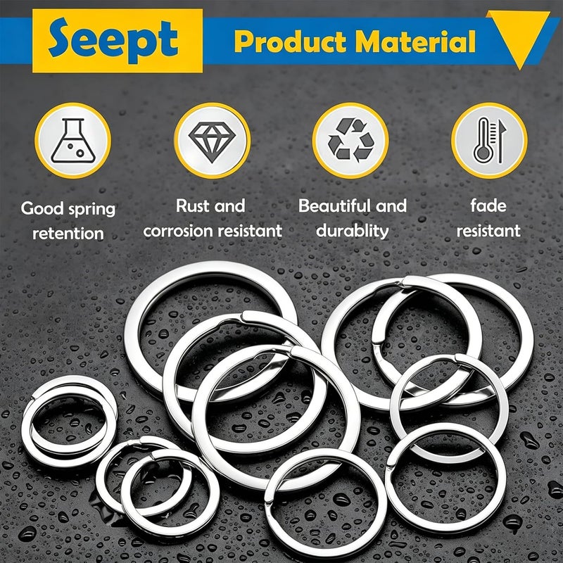 Seept 60 Pcs Metal Key Chain Rings 20 mm, 25 mm, 30 mm, 35 mm, 38 mm Key Rings Flat Split Rings Key Rings for Car Keys,Home Keys,Keys Pendants Keychain Accessories - Image 3