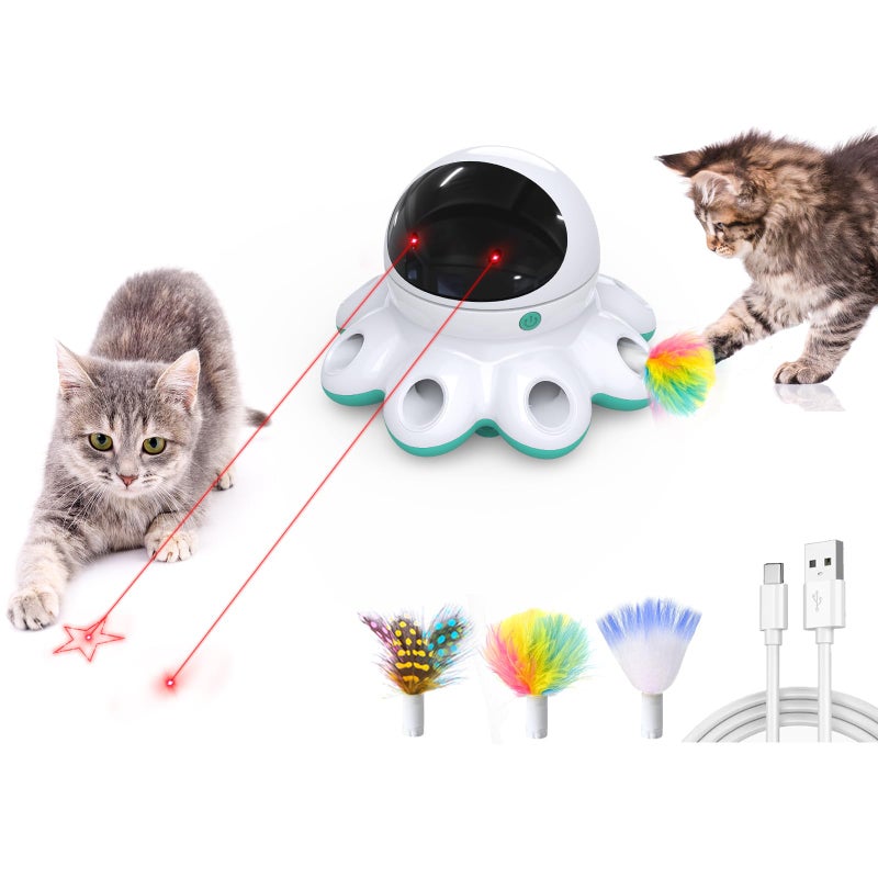 ORSDA Cat Laser Toy, 2-in-1 Interactive Automatic Motion Activated Moving 8 Holes Whack A Mole Feather, USB Rechargeable Electronic Smart Sensor Kitten Toys for Indoor Exercise - Image 1