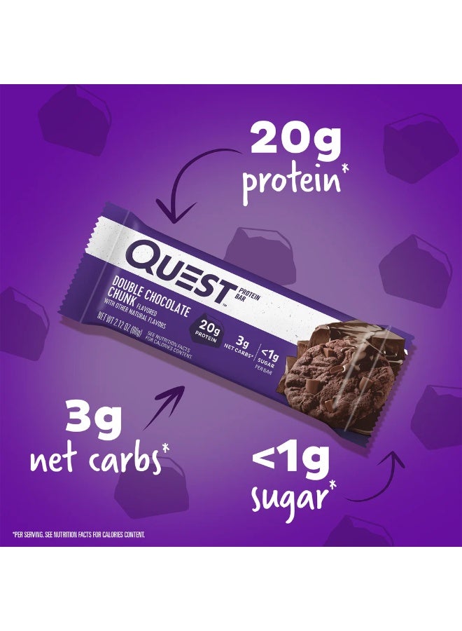 Quest Double Chocolate Chunk Protein Bar - 20G Protein, Low Carb, Gluten Free - Box Of 12 (60G Each)