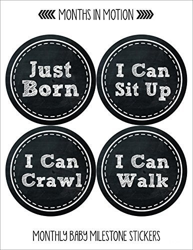 Months In Motion Baby Monthly Milestone Stickers - First Year Set of Baby Month Stickers for Newborn Photo Keepsakes (Gender Neutral - Boy or Girl Set of 20) - Image 2