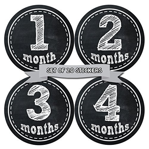 Months In Motion Baby Monthly Milestone Stickers - First Year Set of Baby Month Stickers for Newborn Photo Keepsakes (Gender Neutral - Boy or Girl Set of 20) - Image 1