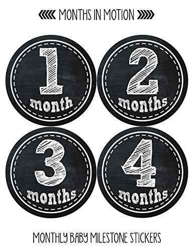 Months In Motion Baby Monthly Milestone Stickers - First Year Set of Baby Month Stickers for Newborn Photo Keepsakes (Gender Neutral - Boy or Girl Set of 20) - Image 3