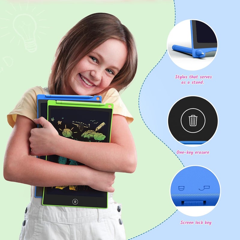 TECJOE 2-Pack LCD Writing Tablet, 10-Inch Colourful Doodle Board for Kids, Electronic Drawing Tablet Drawing Pads, Gifts for 3-6 Year Olds (Blue and Green) - Image 2