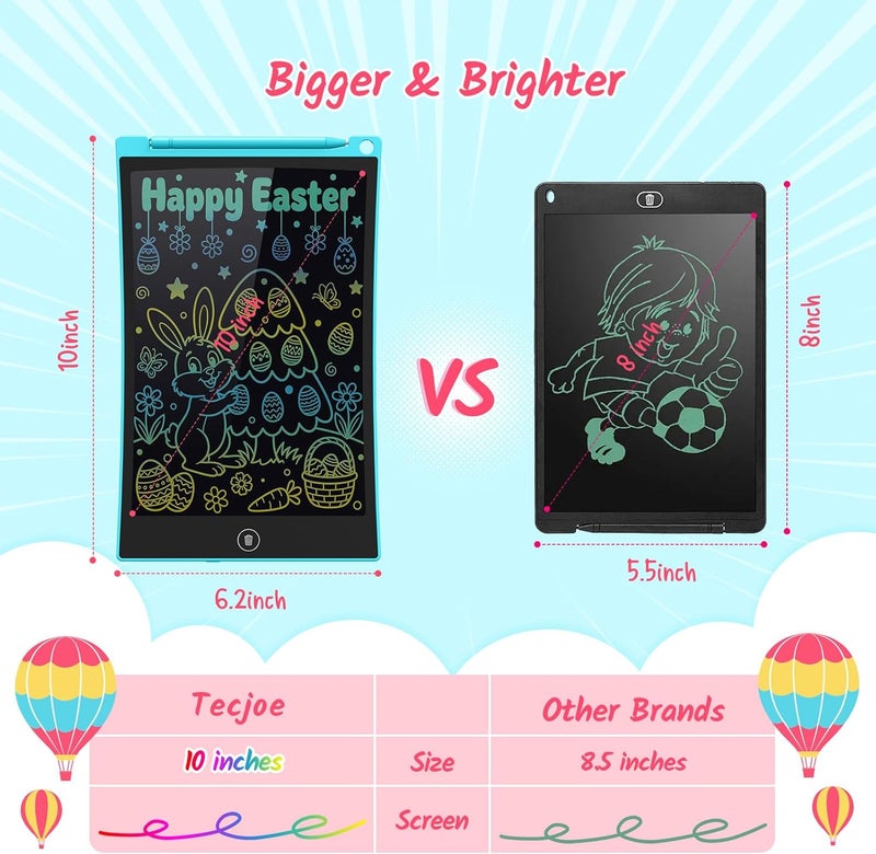 TECJOE 2-Pack LCD Writing Tablet, 10-Inch Colourful Doodle Board for Kids, Electronic Drawing Tablet Drawing Pads, Gifts for 3-6 Year Olds (Blue and Green) - Image 3