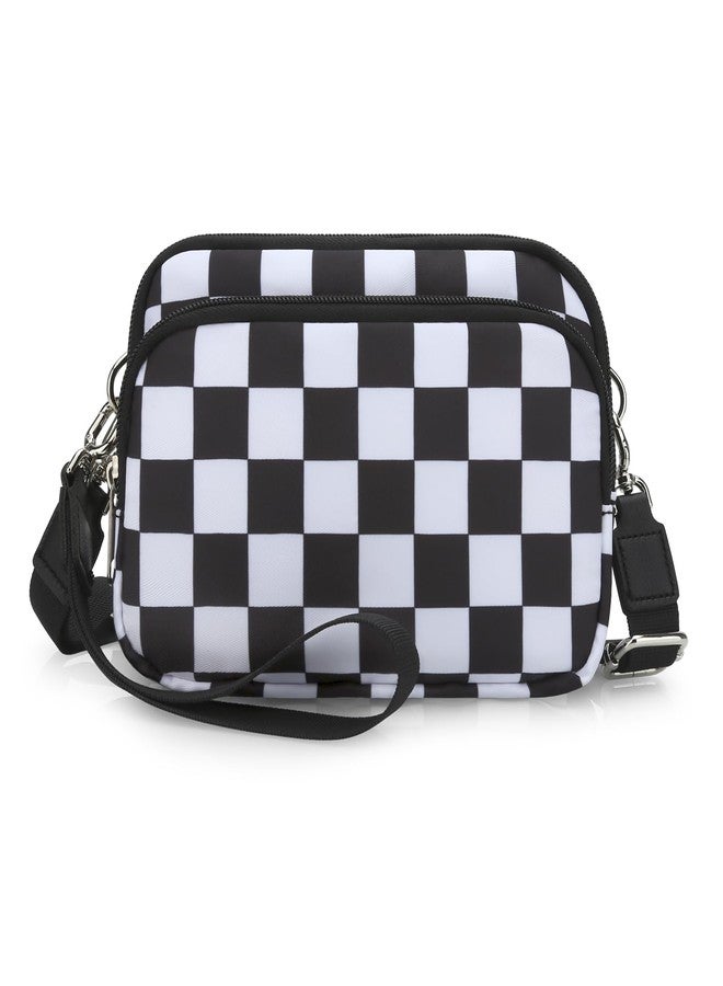 DOB SECHS Small Checkered Crossbody Bag Wristlet Wallets Phone Bag for Women Cross Body RFID Credit Card Holder Front Pocket Clutch Wallet Checkerboard Nylon Shoulder Hand Bag Plaid Purse for Travel - Image 1