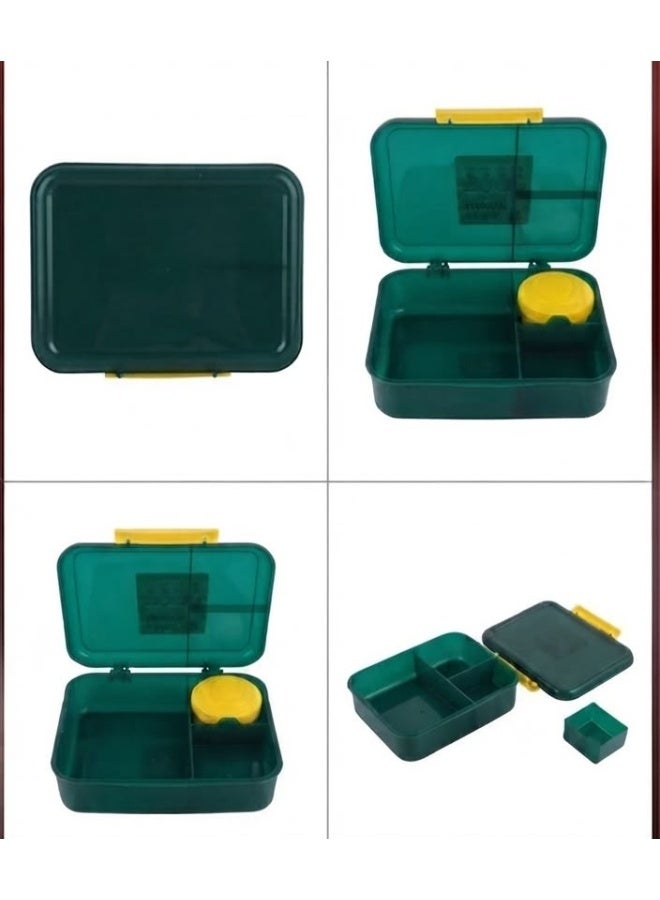 High-quality, 3-compartment lunch box available in various colors (including green).