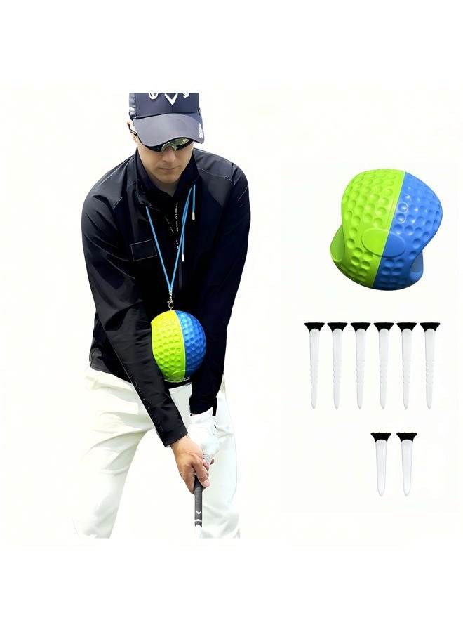 Herz Dual-Color Golf Connection Ball |Golf Swing Trainer Fix Wrist Flip & Lower Body Sway, PU Golf Training Aid Adjustable Lanyard, Keep Lead Arm Dominant Through Impact (M 150-175cm) - Image 1