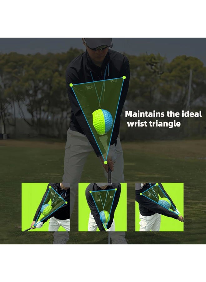 Herz Dual-Color Golf Connection Ball |Golf Swing Trainer Fix Wrist Flip & Lower Body Sway, PU Golf Training Aid Adjustable Lanyard, Keep Lead Arm Dominant Through Impact (M 150-175cm) - Image 2