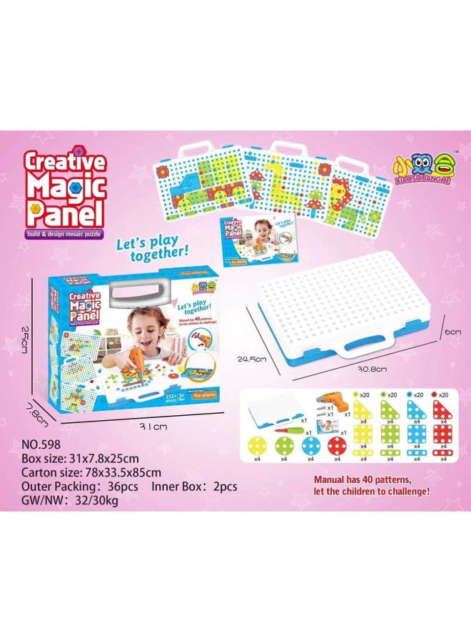 مسمار مثقاب كهربائي ثلاثي الأبعاد طبق أظافر الفطر ثلاثي الأبعاد للأطفال التعليم المبكر لتفكيك مكعبات البناء - اللون: 598 (إنجليزي) طبق لولبي - Image 1