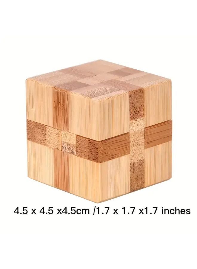 4pcs Set Bamboo Brain Teaser Puzzles 3D Wooden Logic Games For Teens And Adults - Image 3