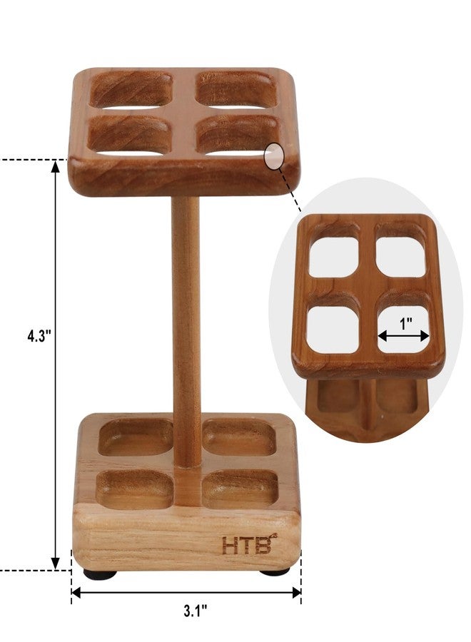 HTB Toothbrush Holders for Bathrooms,Teak Toothbrush Organizer Storage for Countertop,Tooth Brush Stand for Makeup Brush,Razor,Bathroom Accessories - Image 4