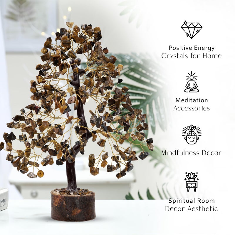 PYOR Tigers Eye Crystal  Feng Shui Decor  Crystal Money Tree  Office Decor  Good Luck Prosperity Fortune  Feng Shui Money Tree  Home Decor  House Warming Gift  Meditation Bonsai  Energy Crystals And Stones - Image 2