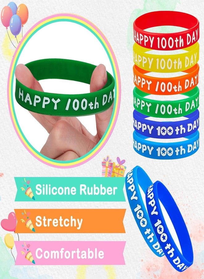 EUVBOKW 90 Pcs 100 Days of School Paper Headband Crowns Silicone Bracelets and Stickers for 100 Days of School Party Supplies,Celebration Activity - Image 3