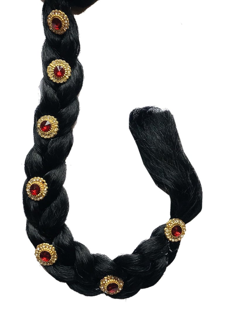 Generic StayBuy Juda choti Hair Accessories For Women and Girls With Stone Work For Festives Designer Bridal Wedding Party Color Black  - Image 4