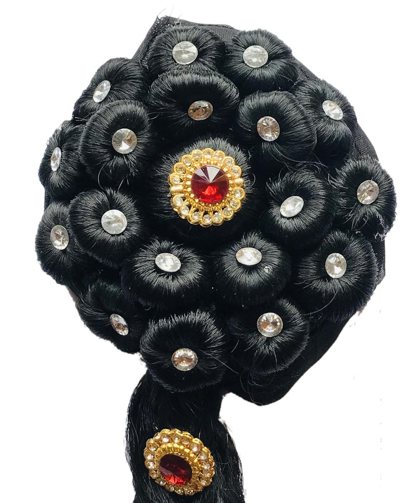 Generic StayBuy Juda choti Hair Accessories For Women and Girls With Stone Work For Festives Designer Bridal Wedding Party Color Black  - Image 3