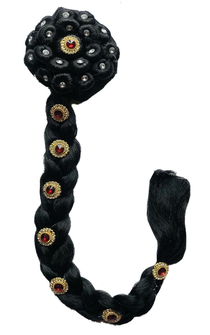 Generic StayBuy Juda choti Hair Accessories For Women and Girls With Stone Work For Festives Designer Bridal Wedding Party Color Black  - Image 2