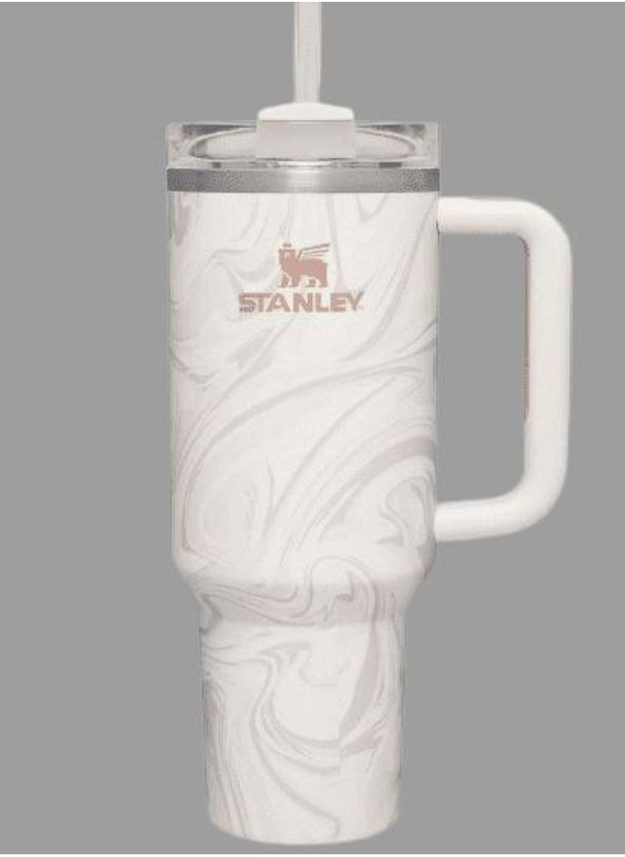 Stanley 2-Pack Quencher H2.0 FlowState 40oz Stainless Steel Vacuum Insulated Tumbler with Lid & Straw – Rose Quartz & Swirl – Leak-Resistant, Double-Walled, Keeps Drinks Hot for 7 Hours, Cold for 11 Hours – Durable & Convenient for Coffee, Water, Smoothies & More - Image 1