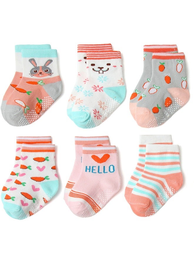 12 Pairs Baby Socks Of Cotton Non-Slip Striped Baby Girls Socks Multicolor - Image 2