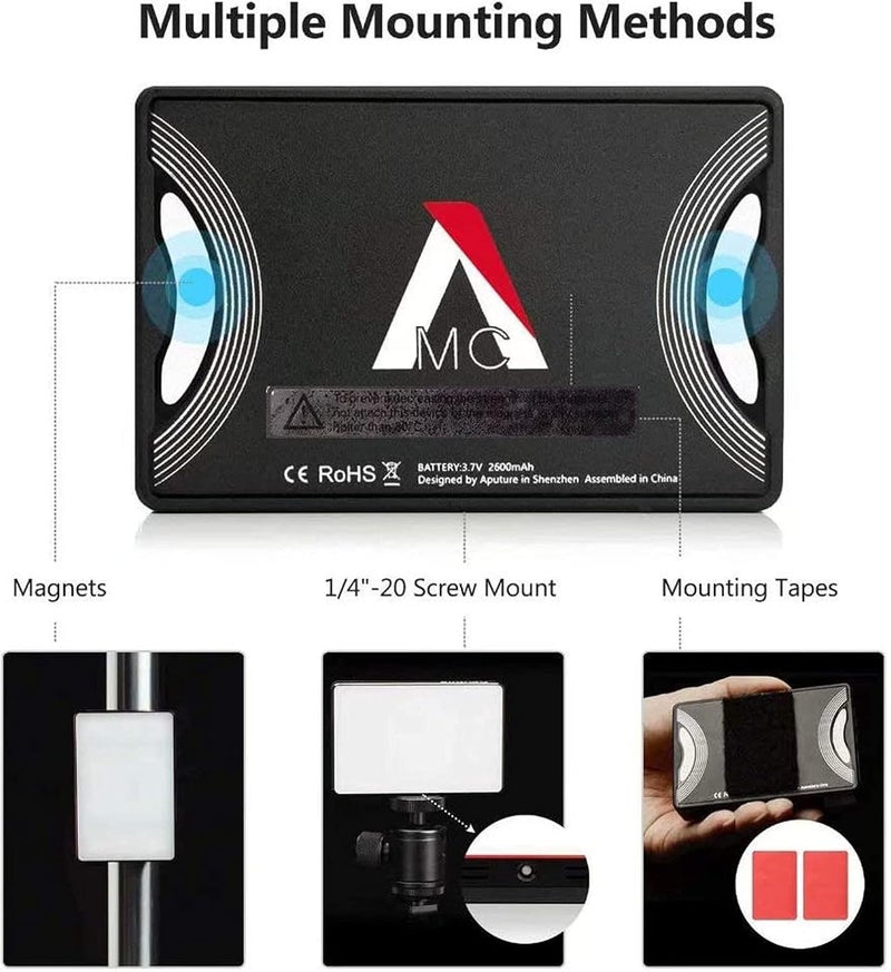 Aputure Amaran MC RGBWW Mini On Camera Video Light,3200K-6500K,CRI/TLCI 96+,HSI Mode,Support Magnetic Attraction,App with USB-C PD and Wireless Charging - Image 4