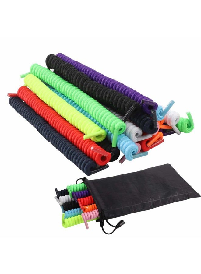 Pveath 10 Pairs Curly No Tie Shoelaces Anti-fall Elastic Spring Shoe Laces No Tie Trainer Kids Shoe Laces Colours for Childs and Adults Suitable in Sports Flat Shoelace 10 Colors - Image 1
