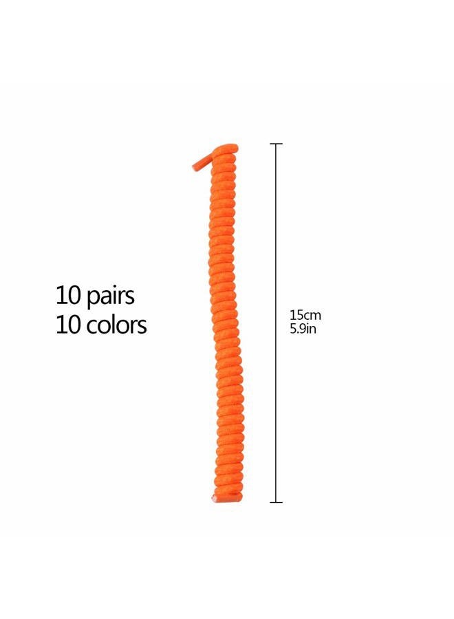 Pveath 10 Pairs Curly No Tie Shoelaces Anti-fall Elastic Spring Shoe Laces No Tie Trainer Kids Shoe Laces Colours for Childs and Adults Suitable in Sports Flat Shoelace 10 Colors - Image 5