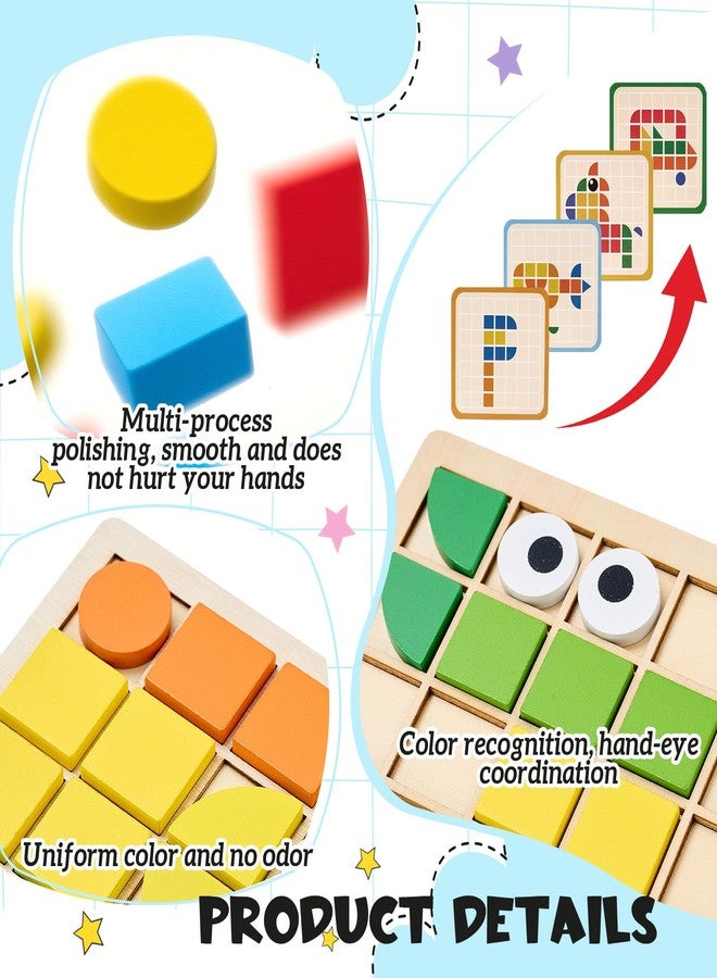 Soulchen 130 Pcs Wooden Matching, Puzzle Block Dementia Activities for Seniors, Colorful Geometric Shape Puzzle Tiles for Alzheimer Elderly, Cognitive Brain Training, Occupational Gift - Image 5