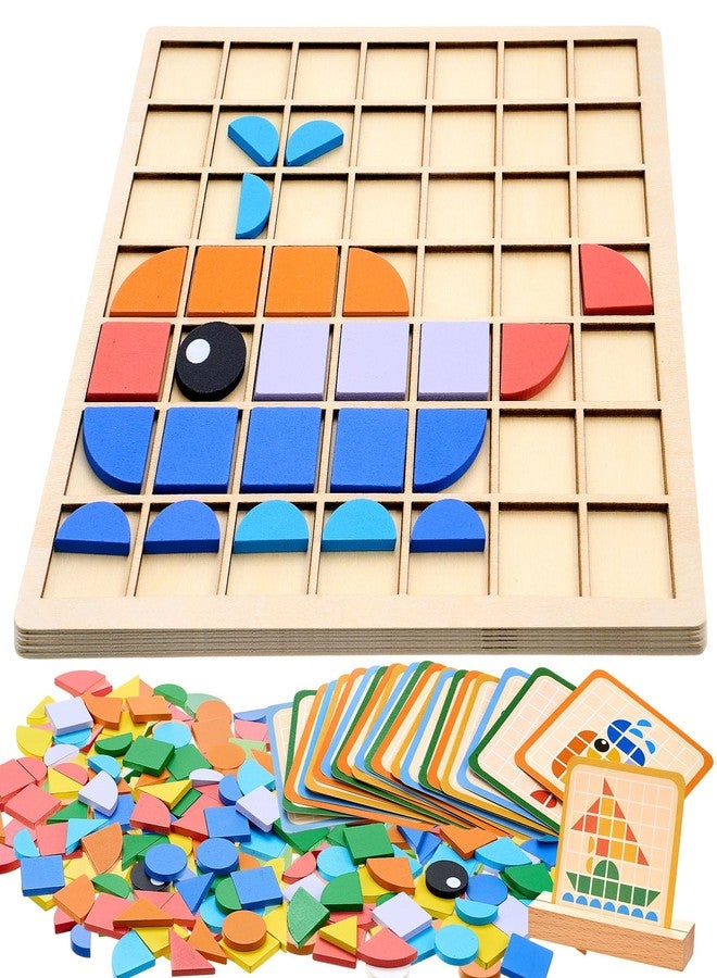 Soulchen 130 Pcs Wooden Matching, Puzzle Block Dementia Activities for Seniors, Colorful Geometric Shape Puzzle Tiles for Alzheimer Elderly, Cognitive Brain Training, Occupational Gift - Image 1