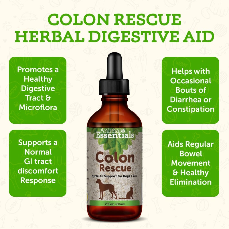 Animal Essentials Colon Rescue- Herbal Formula for Dogs & Cats, Healthy Gastrointestinal Tract, Sweet Taste, 100% Organic Human Grade Herbs, Veterinarian Recommended Animal Wellness Tonic - 2 Fl Oz - Image 2