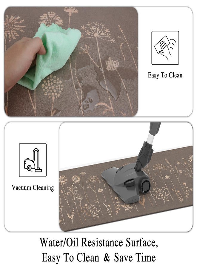 Rempry Floral Kitchen Mats for Floor, Non Slip Kitchen Rugs and Mat Set of 2, Waterproof Cushioned Anti Fatigue Kitchen Mat, 17"x47"+17"x29", Brown - Image 5