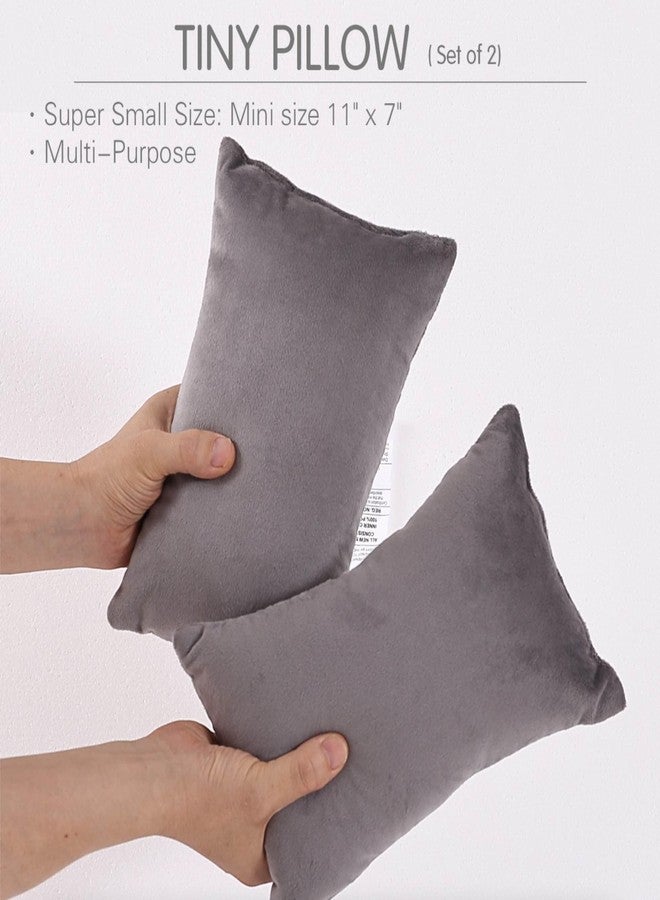 EVOLIVE 2-Pack Micromink Shell Gray Mini Pillows, 11"x7" - Multi-Purpose Travel Pillows for Neck, Back Support, Pet Use - Image 2