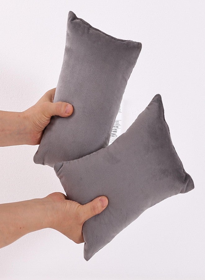 EVOLIVE 2-Pack Micromink Shell Gray Mini Pillows, 11"x7" - Multi-Purpose Travel Pillows for Neck, Back Support, Pet Use - Image 1