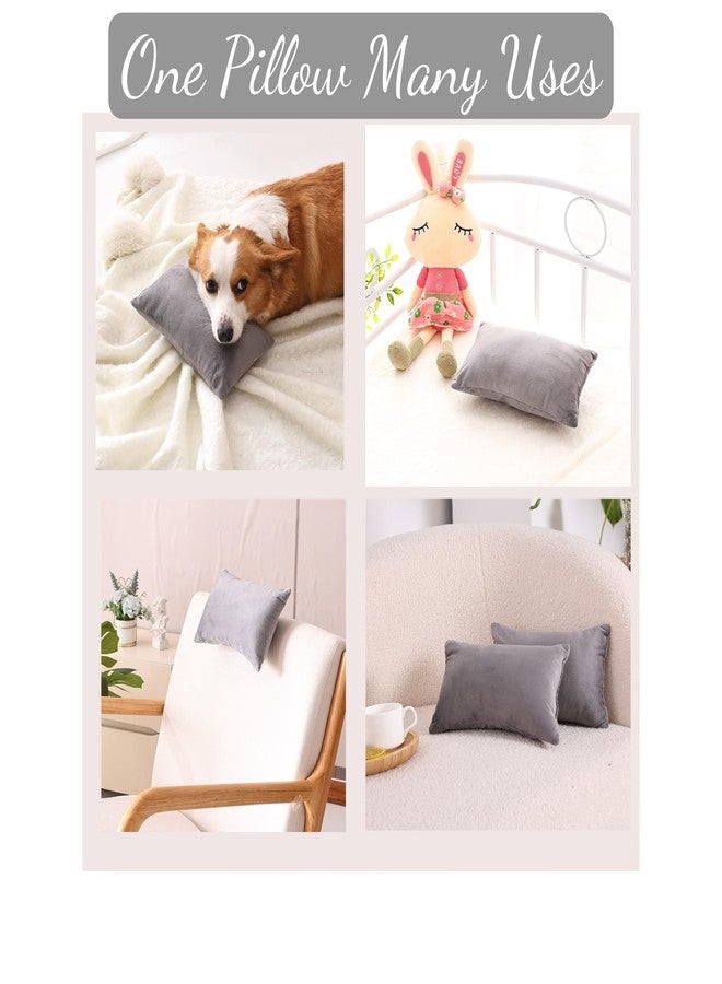 EVOLIVE 2-Pack Micromink Shell Gray Mini Pillows, 11"x7" - Multi-Purpose Travel Pillows for Neck, Back Support, Pet Use - Image 4