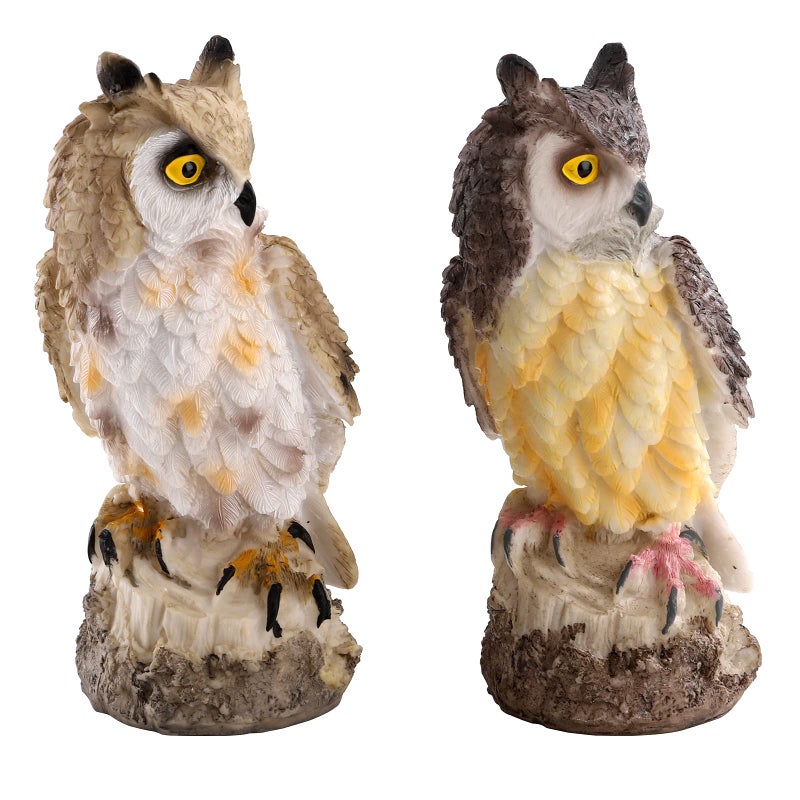 DEAYOU 2 Pack Fake Horned Owl Statues, 7" Tall Small Resin Owl Sculpture, Artificial Owl Figurines for Garden, Vivid Faux Outdoor Owls for Ornament, Yard, Indoor Decor, Home (White, Black) - Image 3