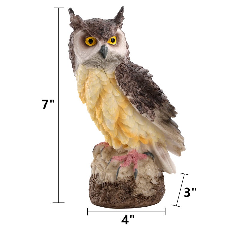 DEAYOU 2 Pack Fake Horned Owl Statues, 7" Tall Small Resin Owl Sculpture, Artificial Owl Figurines for Garden, Vivid Faux Outdoor Owls for Ornament, Yard, Indoor Decor, Home (White, Black) - Image 2