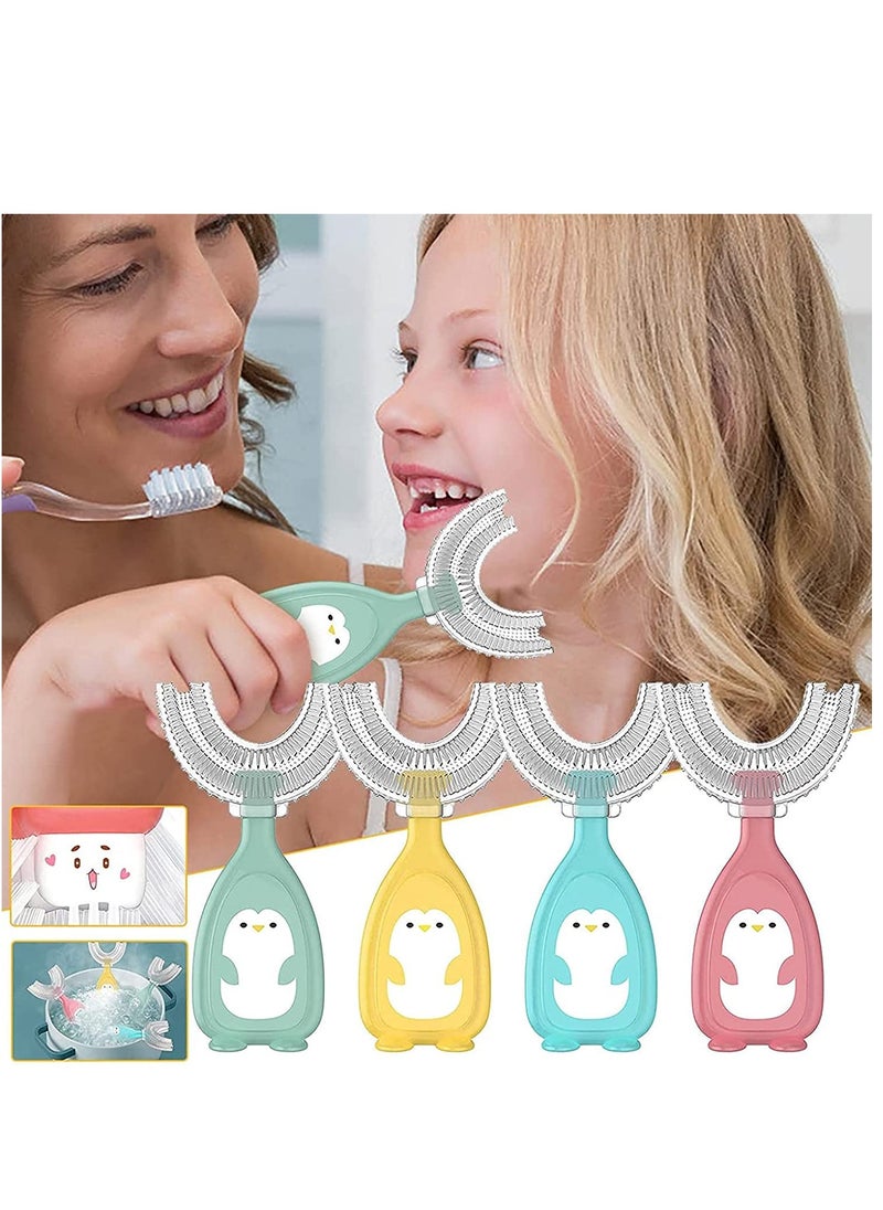KASTWAVE - Kids Toothbrush U Shaped Soft Brush Head Design Toothbrushes Toddler U Shaped Toothbrush 360 Kids U-Shaped Toothbrush Full Mouth Toothbrush Large Head Toothbrush Pp Material 4Pcs - Image 1