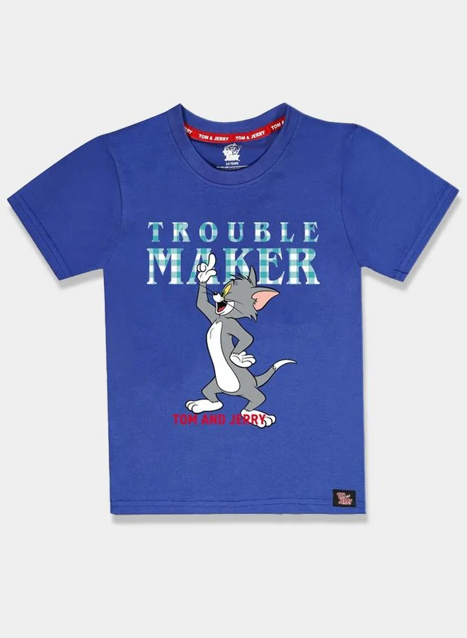 Tom And Jerry Graphic Print Round Neck Fashion T-shirt