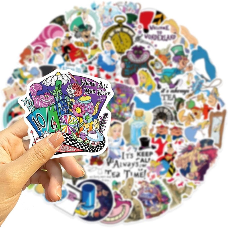 LHST 50Pcs Alice in Wonderland Stickers Pack Waterproof Sticker Decals for Water Bottle,Laptop,Phone,Skateboard,Scrapbooking,Bumper Gifts for Kids Teens Adults for Party Supply Favor (Alice) - Image 2