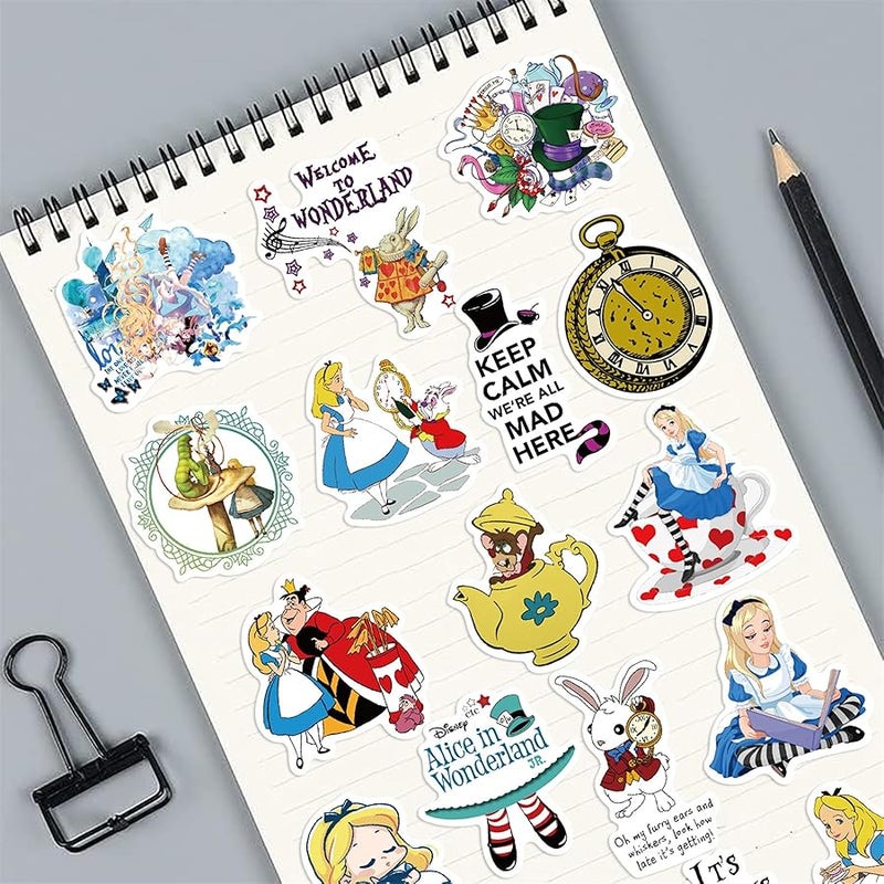 LHST 50Pcs Alice in Wonderland Stickers Pack Waterproof Sticker Decals for Water Bottle,Laptop,Phone,Skateboard,Scrapbooking,Bumper Gifts for Kids Teens Adults for Party Supply Favor (Alice) - Image 5