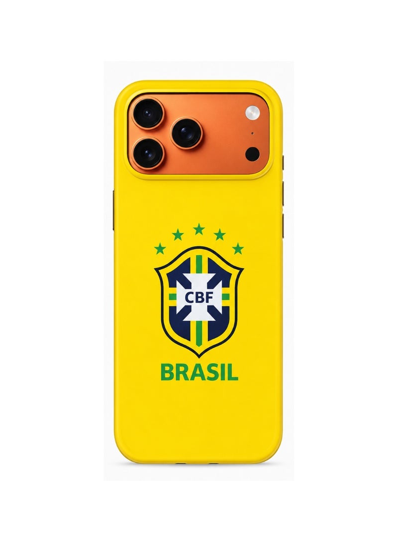 Lacoz Football Theme Brazil Team Logo Printed Slim Fit Anti-Scratch Back Case with Precision Cut-Outs and Comfortable Grip Shockproof Protective Cover Compatible With iPhone 15 Pro Max - Image 2