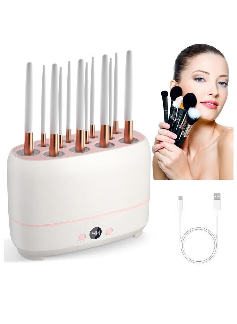 بلان A آلة تجفيف فرش المكياج، أداة تجفيف فرش المكياج الكهربائية القابلة لإعادة الاستخدام، مجموعة مجفف فرش المكياج القابلة لإعادة الشحن عبر USB دون الإضرار بالشعيرات، تجفيف سريع 12 قطعة من فرش المكياج، - Image 1