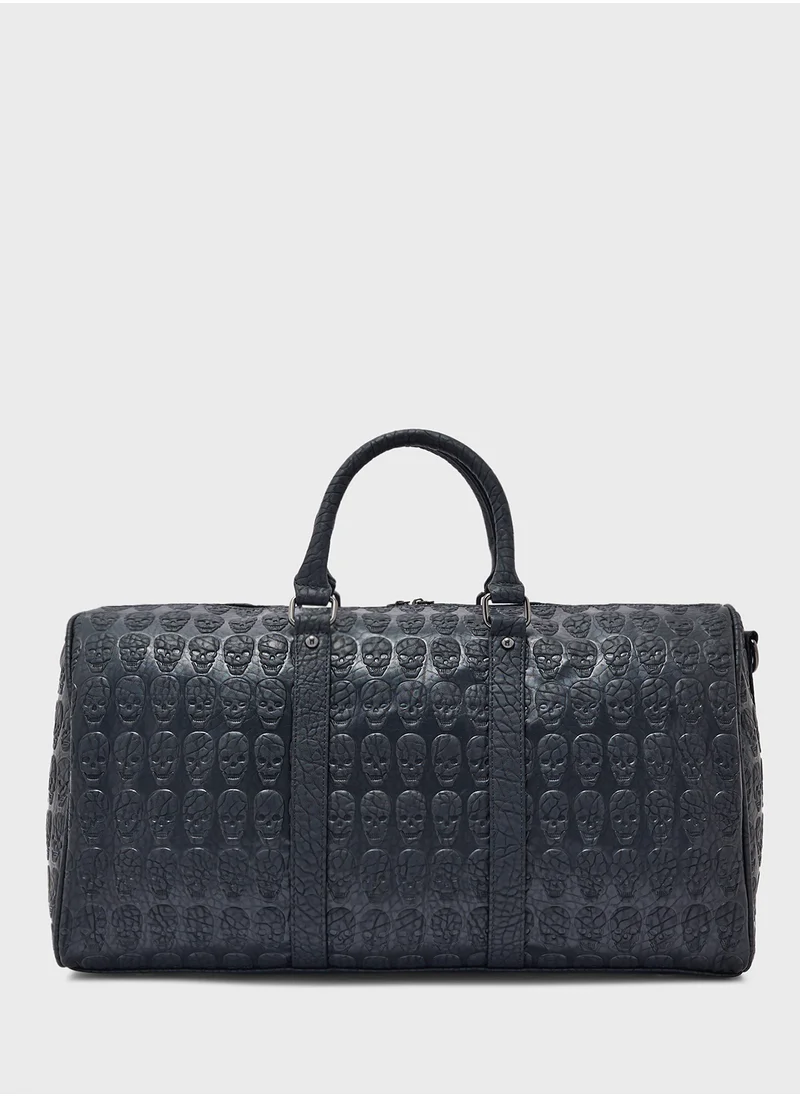 Robert Wood Skull Embossed Casual Duffle Bag