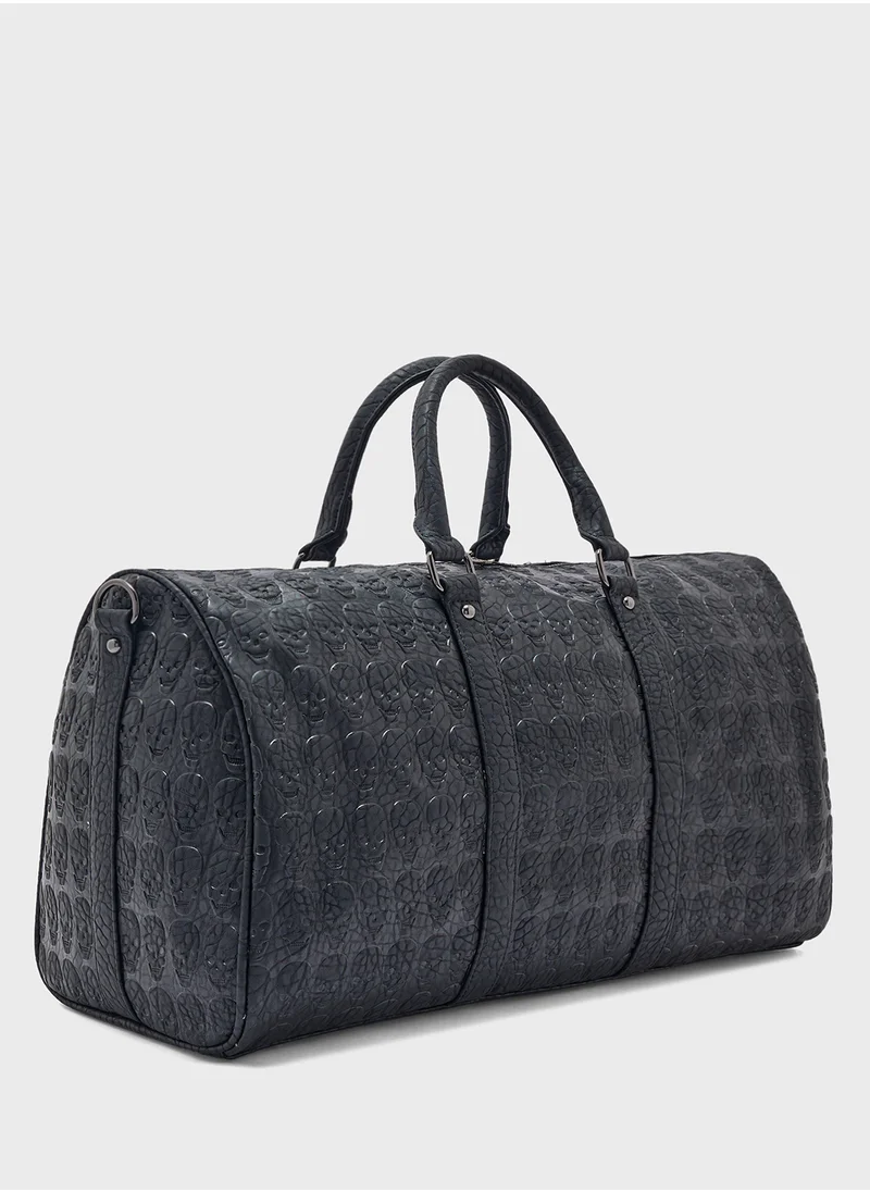 Robert Wood Skull Embossed Casual Duffle Bag