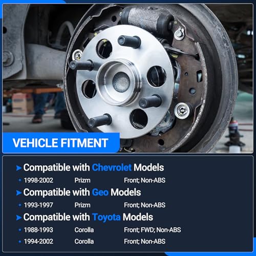 Autoround 518507 Front Wheel Bearing and Hub Assembly Fit for Chevy Prizm 1998-2002, Geo Prizm 1993-1997, Toyota Corolla 1988-2002, 4-Lug Non-ABS - Image 2
